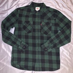 Men’s Levi Flannel, Dark Green